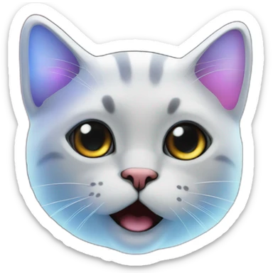 suprising small cat face, spreading out nebula with dark cosmic space background sticker