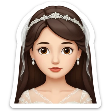 Blonde skin bride with dark brown hair with a chin on her face sticker