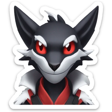 Black Cool Edgy Anthro Noivern-Nargacuga-Sergal-Fakémon  with White and Red Edgy markings sticker