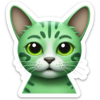 Green alien cat with antennas  sticker