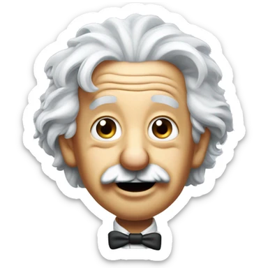 albert einstein with vawing hand and is happy sticker