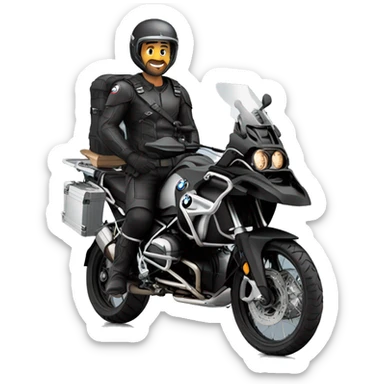 male dark hair with helmet and bmw gs 1250 adventure inblack sticker