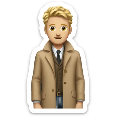 White Young man with a tan detective coat in a car sticker