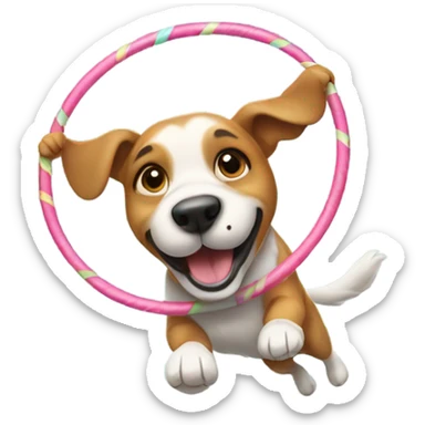 Dog hula hooping sticker