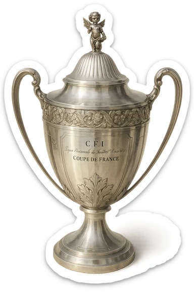 Фотореалистичный и изометричный Coupe de France, объемный чуть слегка рисованный стиль, прозрачный фон sticker