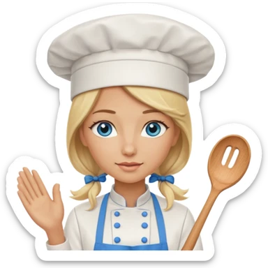 Long Blonde hair blue eyed female chef sticker