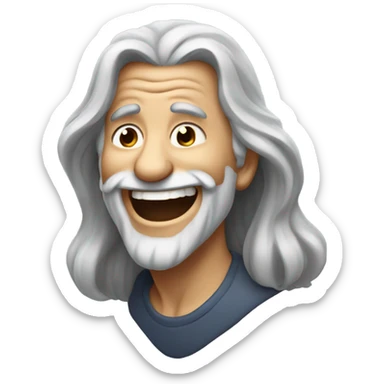 Laughing emoji old grey long hair  sticker