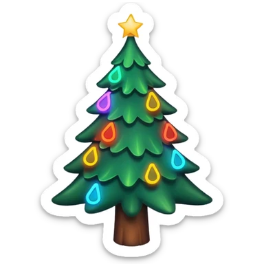 christmas tree with neon lights sticker