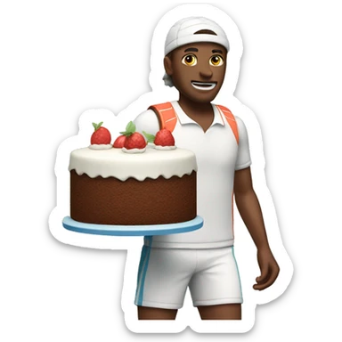 Tennis player with cake sticker