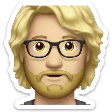 Chubby non binary Big lebowsky round glasses long blond hair chaotic beard vaporizer sticker