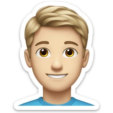 confident happy clean shaven pale teen boy with short light brown hair blue eyes portrait sticker