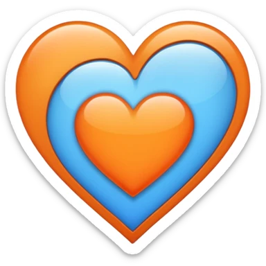 Half blue half orange heart split vertically sticker