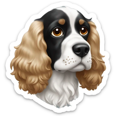 black and white cocker spaniel with nose spots sticker