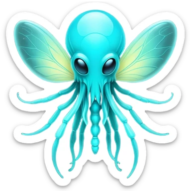  Strange Nebula Creature with glowing cyan antennae sticker