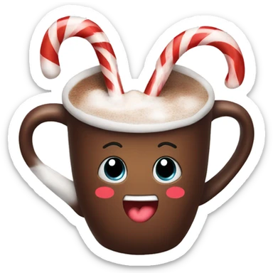hot chocolate with candy cane sticker