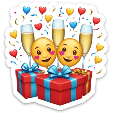 Generate an emojis of all the fun and love in one frame sticker