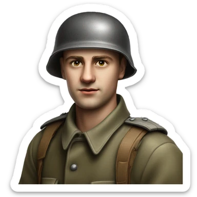 guy 28 years old german soldier in helmet 1940 photorealistic serious sticker