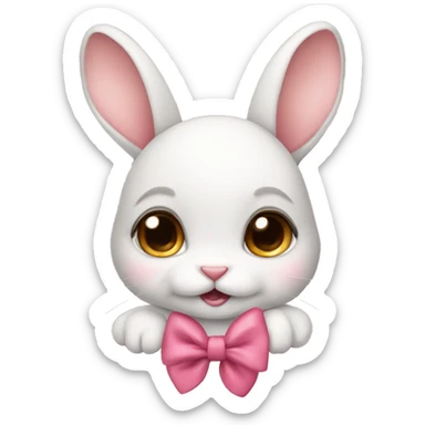 Baby bunny with coquette bow on ear sticker