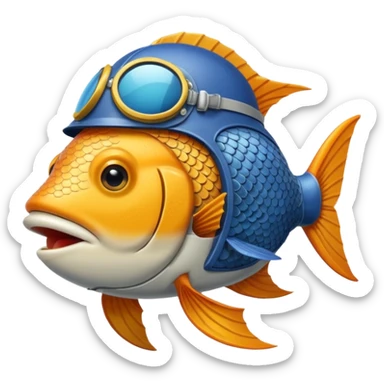 A fish wearing an airplane pilot’s helmet. sticker