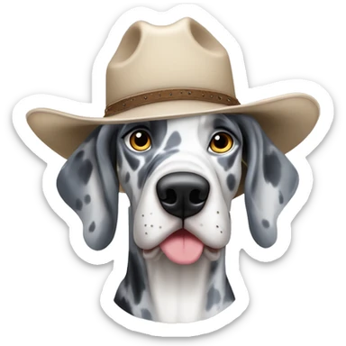 Blue Merle Great Dane wearing a cowboy hat  sticker