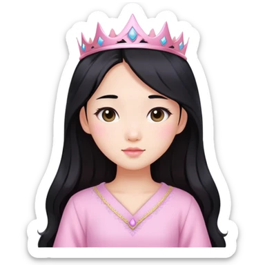 Asian girl with long black hair and soft princess pink pastel vibe  sticker