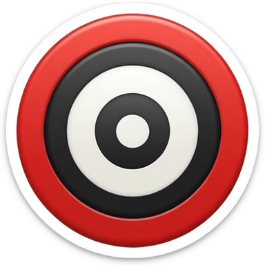 A black circle surrounded by a white circle surrounded by a red circle there should only be 3 rings - the black should be in the middle then white the red sticker