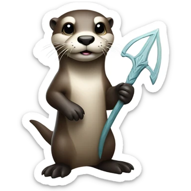 Otter holding trident sticker