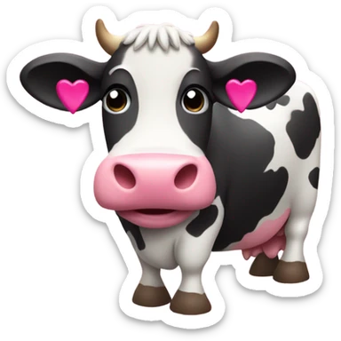 cow whit hearts pinks sticker