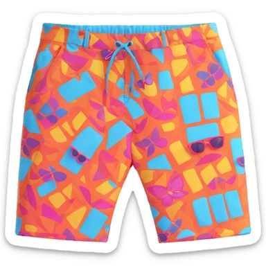 bright patterned bermuda shorts with stylish sunglasses sticker