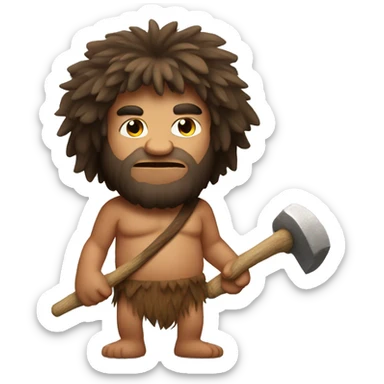 short caveman with club sticker