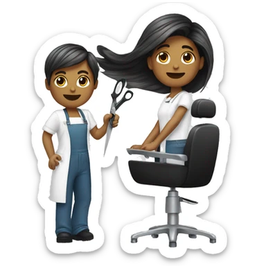 Hairdresser cutting hair sticker