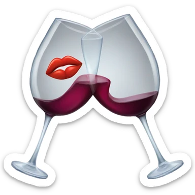 Glass of wine with a kiss on it sticker