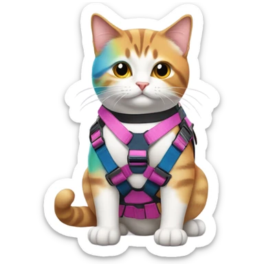 Cat wearing a harness  sticker