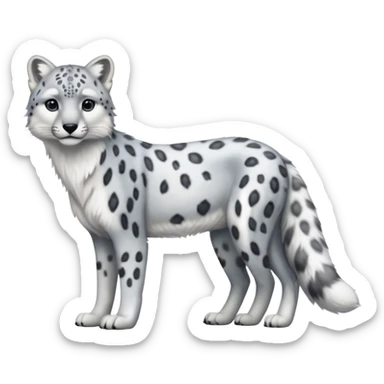 Hyper-realistic furry soft smooth elegant Snow-leopard-Arctic-wolf-arctic-fox-fusion-hybrid-animal-creature, full body sticker