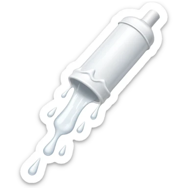 individual white glue white drops falling and dripping down out of a tube, all white sticker