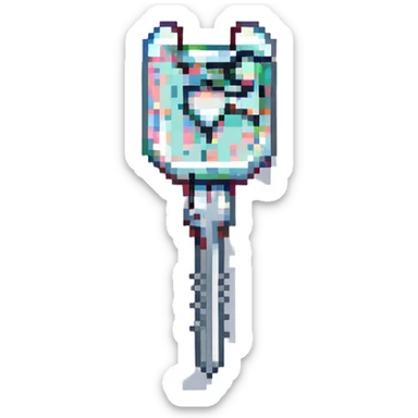 realistic lockpick in Minecraft style, blocky, pixelated, metallic sticker