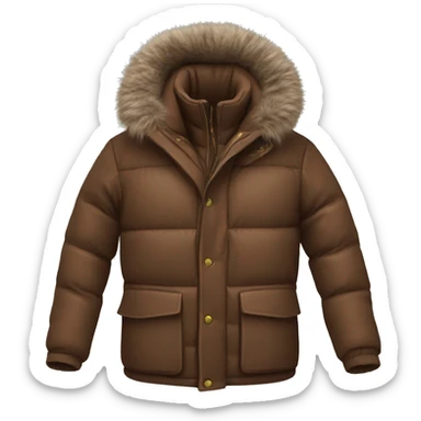 Realistic brown down jacket sticker