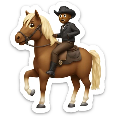 A poo with a face riding a horse sticker