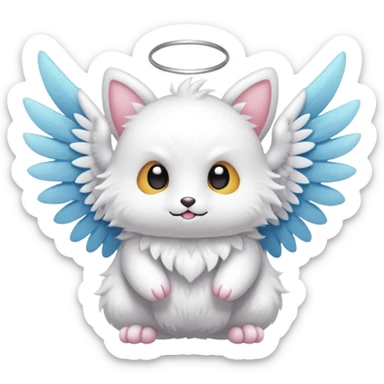 White furry cute kawaii winged Fakémon-creature (full body) sticker