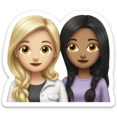 two girls white girls with black hair kissing  sticker