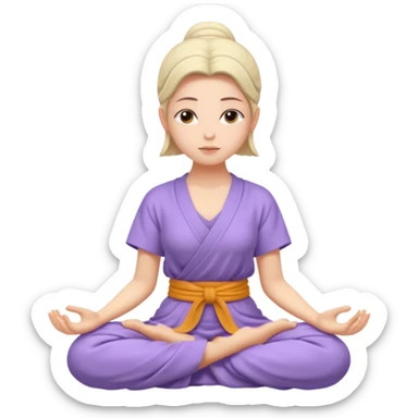 calm woman, meditating expression, face only, lavender Buddhist soutane sticker