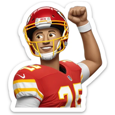 Patrick Mahomes with a raised fist sticker