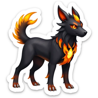 Shiny Exotic Excessive Mysterious Houndoom-Mightyena-Pokémon-Fakémon-hybrid-creature (full body) sticker