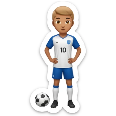 Apple iOS emoji style 19-20 year old soccer player standing front view, glossy 3D, stadium lights sticker
