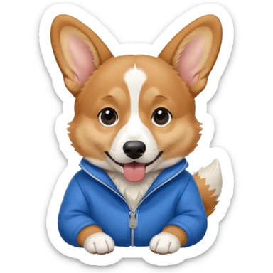 perrita caricatura gorgi gales comiendo con ropa celeste sticker