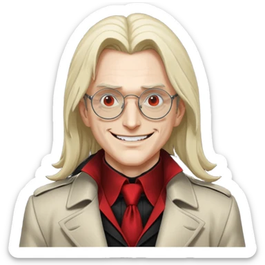 Alucard from Hellsing grinning with his signature glasses on sticker