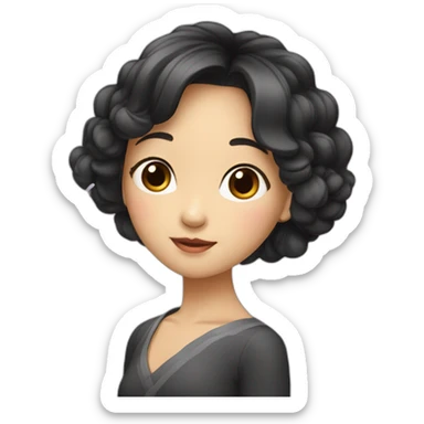 Fille cheuveux noir asiatique  sticker