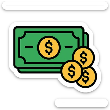 money, simple flat icon style sticker
