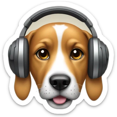 dog with headphones sticker