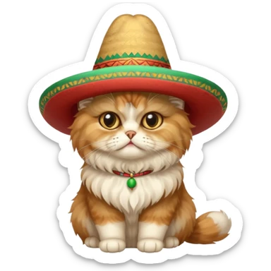 mexican hat persian cat sitting sticker